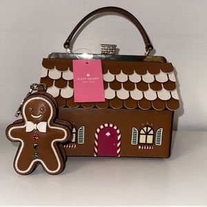 kate spade gingerbread house and keychain bundle NWT